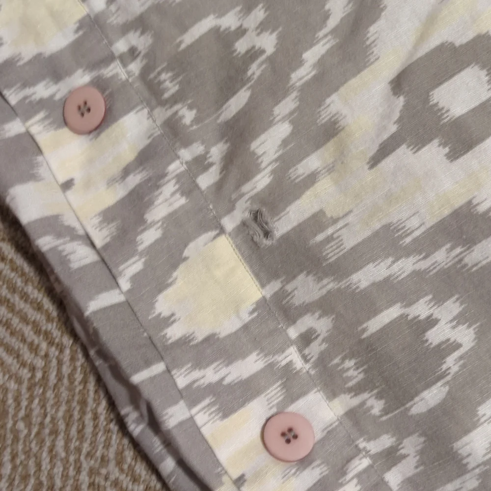 RH Teen Ikat Gray and Cream Duvet Cover w/subtle yellow highlights